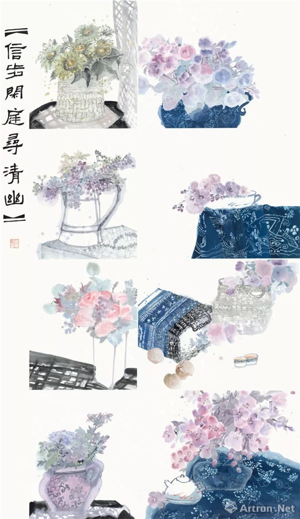 陈梦玲《信步闲庭寻清幽(国画 170cm×97cm 二等奖