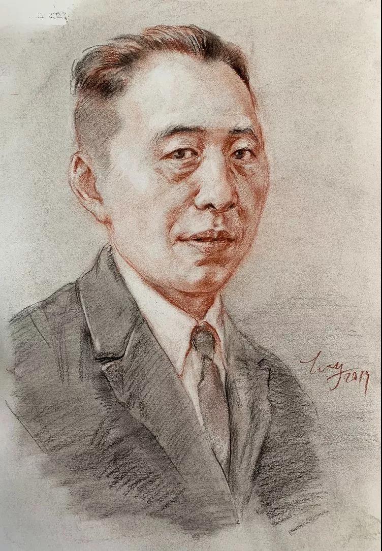 中青年李烛尘先生素描肖像